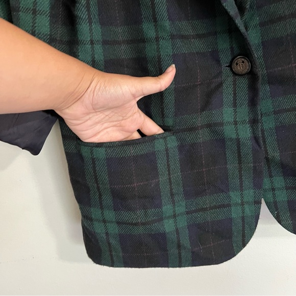 Vintage green plaid wool blend blazer - Picture 4 of 6